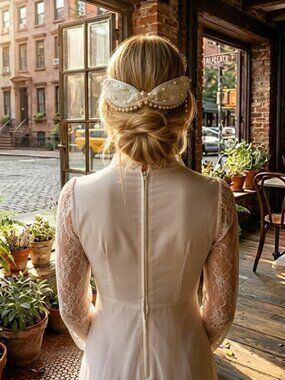 Satin Soft Fabric Embellished Fa White Pearl Beads Hair Band CoverUp Hair Scarf